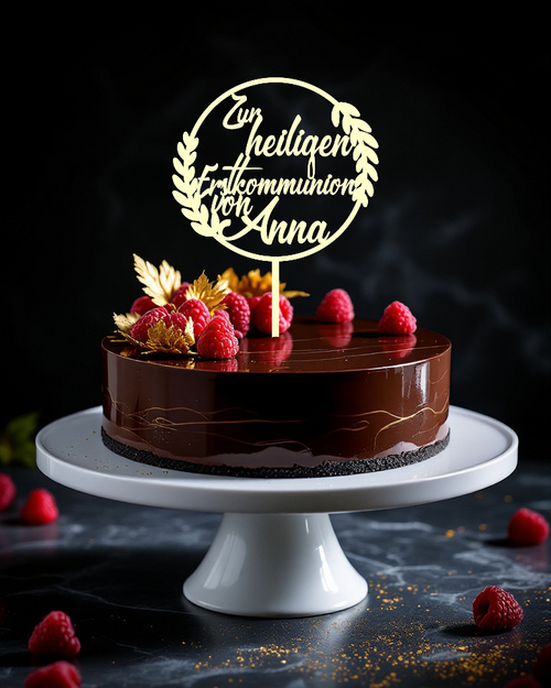 Personalisierter Holz-Caketopper „Erstkommunion“ mit Namen