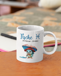 Sternzeichen Keramiktasse 330 ml – Weiß mit Horoskop-Motiv