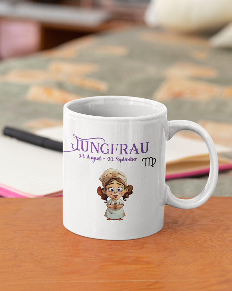 Sternzeichen Keramiktasse 330 ml – Weiß mit Horoskop-Motiv