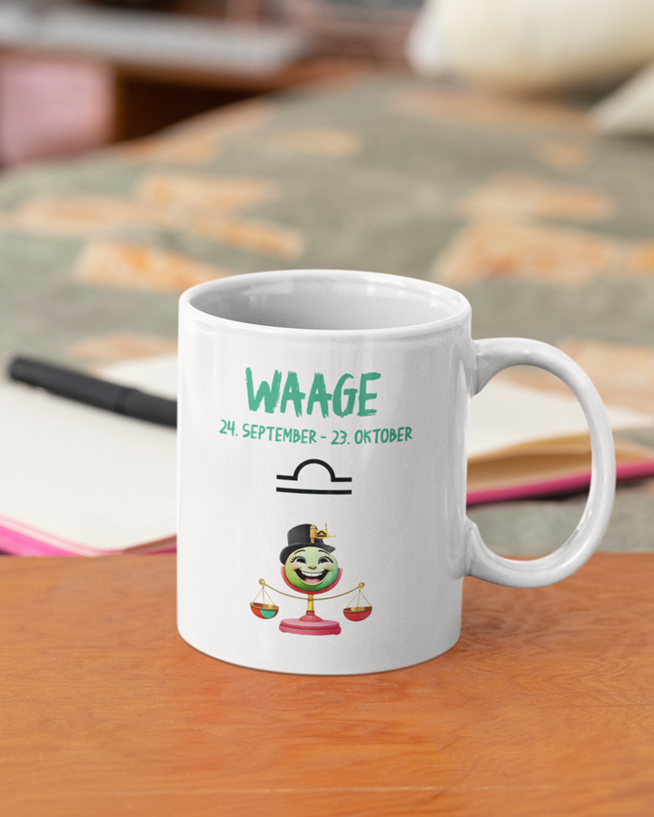 Sternzeichen Keramiktasse 330 ml – Weiß mit Horoskop-Motiv