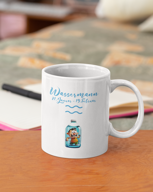 Sternzeichen Keramiktasse 330 ml – Weiß mit Horoskop-Motiv