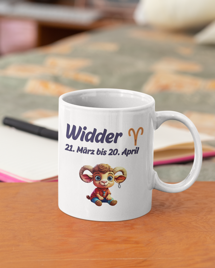 Sternzeichen Keramiktasse 330 ml – Weiß mit Horoskop-Motiv