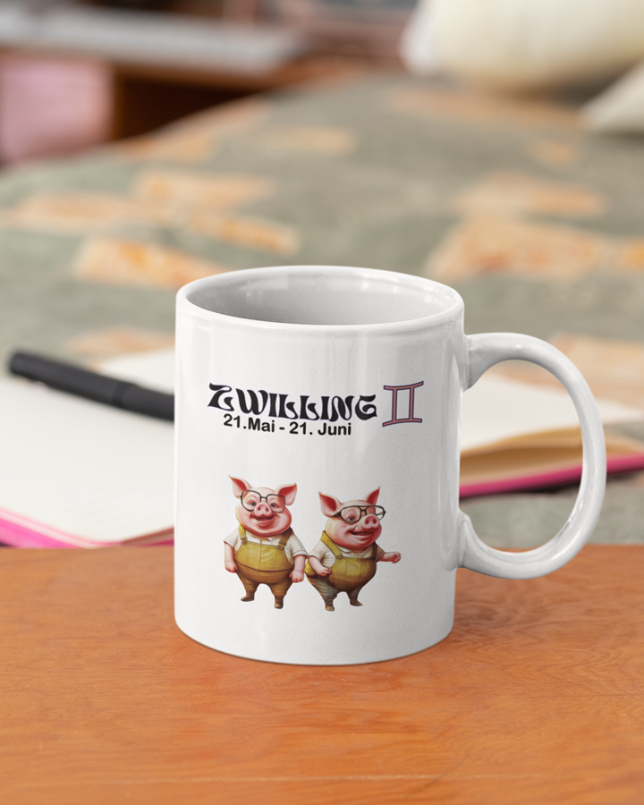 Sternzeichen Keramiktasse 330 ml – Weiß mit Horoskop-Motiv