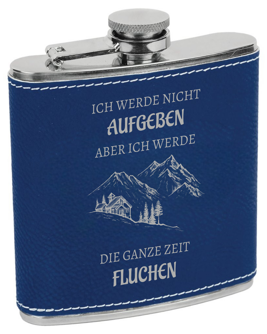 Flachmann mit Gravur „Ich werde nicht aufgeben“ – im Lederlook Die KB's