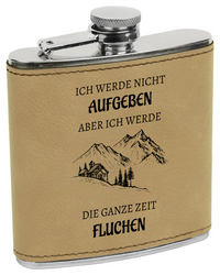 Flachmann mit Gravur „Ich werde nicht aufgeben“ – im Lederlook Die KB's