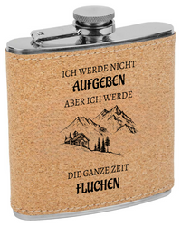Flachmann mit Gravur „Ich werde nicht aufgeben“ – im Lederlook Die KB's