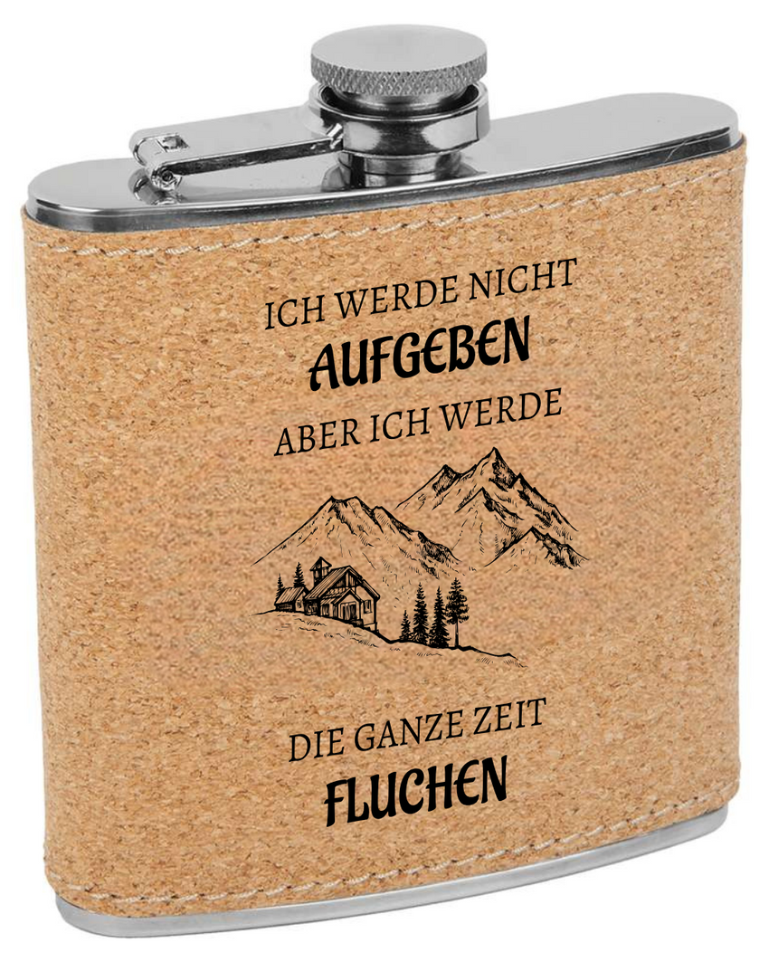 Flachmann mit Gravur „Ich werde nicht aufgeben“ – im Lederlook Die KB's