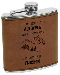 Flachmann mit Gravur „Ich werde nicht aufgeben“ – im Lederlook Die KB's