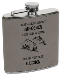 Flachmann mit Gravur „Ich werde nicht aufgeben“ – im Lederlook Die KB's
