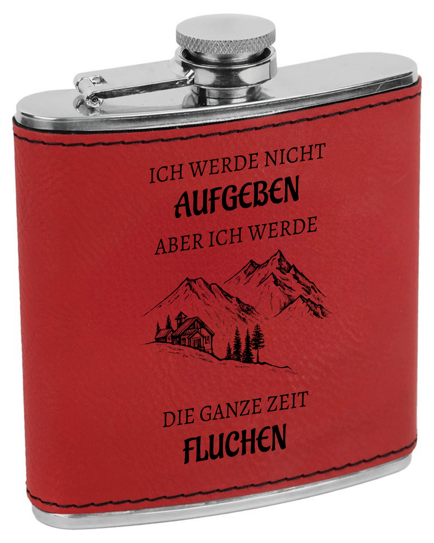 Flachmann mit Gravur „Ich werde nicht aufgeben“ – im Lederlook Die KB's