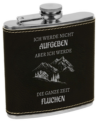 Flachmann mit Gravur „Ich werde nicht aufgeben“ – im Lederlook Die KB's