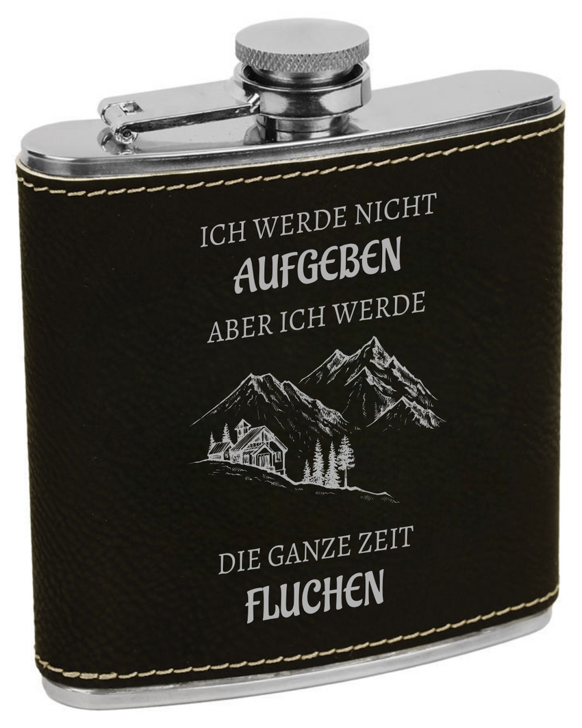 Flachmann mit Gravur „Ich werde nicht aufgeben“ – im Lederlook Die KB's