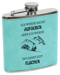 Flachmann mit Gravur „Ich werde nicht aufgeben“ – im Lederlook Die KB's